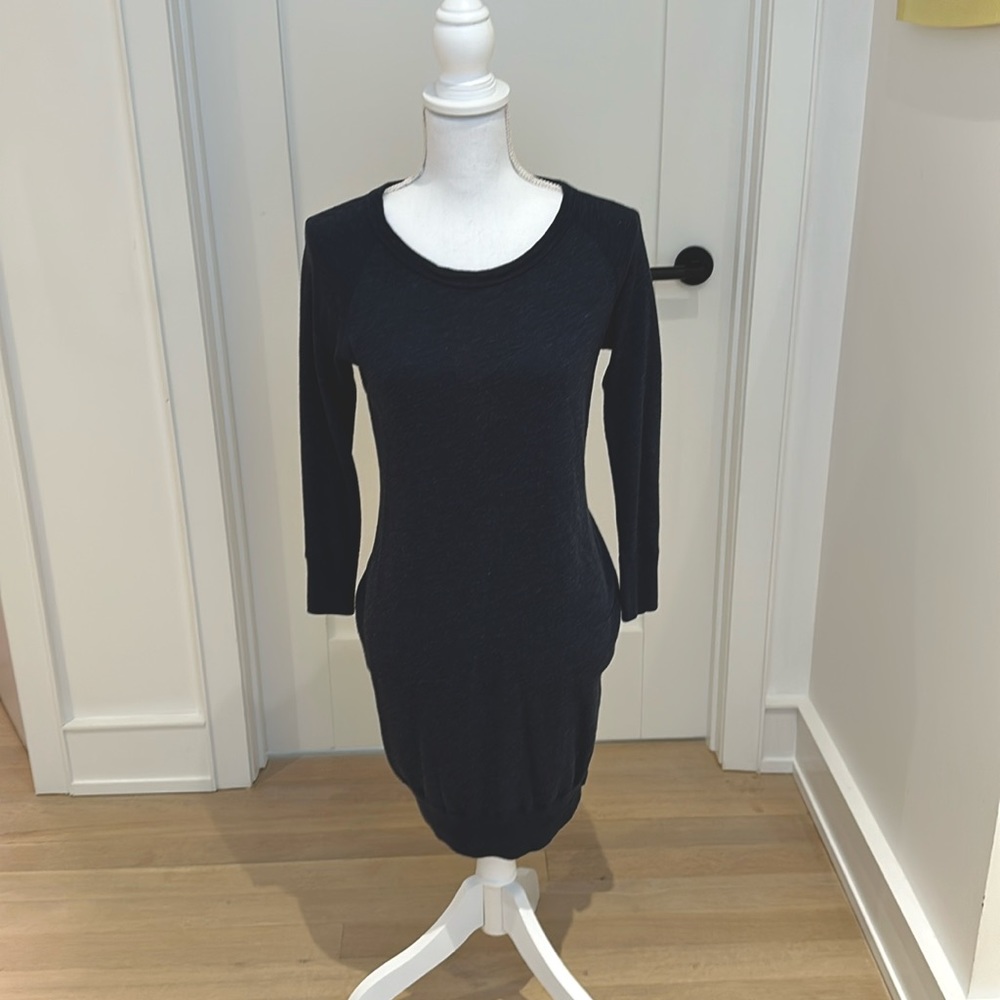 James Pearse Heathered navy cotton dress